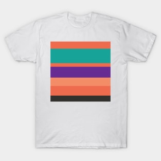 A smart medley of Light Red Ochre, Big Foot Feet, Purple, Persian Green and Dark Charcoal stripes. T-Shirt